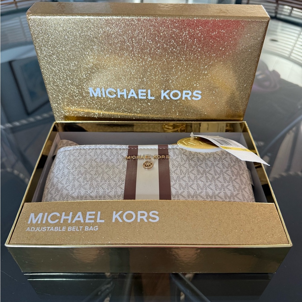 Michael Kors Gold and Cream Belt Bag